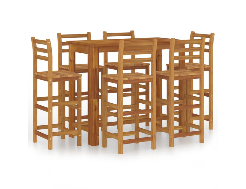 7 Piece Garden Bar Set Solid Wood Acacia