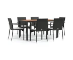 vidaXL 7 Piece Garden Dining Set with Cushions Black Poly Rattan