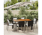 vidaXL 7 Piece Garden Dining Set with Cushions Black Poly Rattan