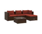 vidaXL 5 Piece Garden Lounge Set with Cushions Poly Rattan Brown