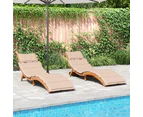 Sun Loungers with Cushions 2 pcs Beige Solid Wood Acacia