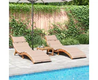 Sun Loungers with Cushions 2 pcs Beige Solid Wood Acacia