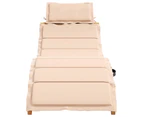 Sun Loungers with Cushions 2 pcs Beige Solid Wood Acacia