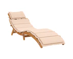 Sun Loungers with Cushions 2 pcs Beige Solid Wood Acacia