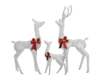 vidaXL Reindeer Family Christmas Decoration White and Silver 201 LEDs