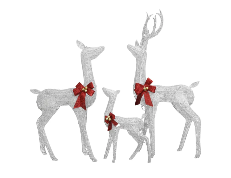 vidaXL Reindeer Family Christmas Decoration White and Silver 201 LEDs