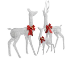 vidaXL Reindeer Family Christmas Decoration White and Silver 201 LEDs