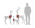 vidaXL Reindeer Family Christmas Decoration White and Silver 201 LEDs