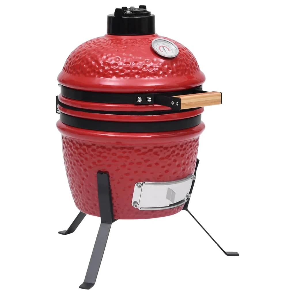 vidaXL 2-in-1 Kamado Barbecue Grill Smoker Ceramic 56 cm Red