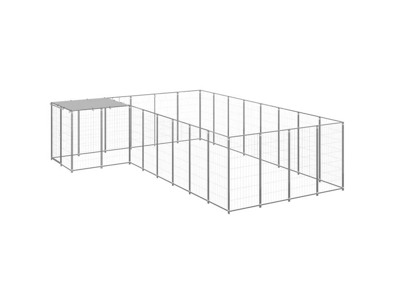 vidaXL Dog Kennel Silver 10.89 m² Steel