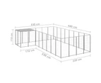 vidaXL Dog Kennel Silver 10.89 m² Steel