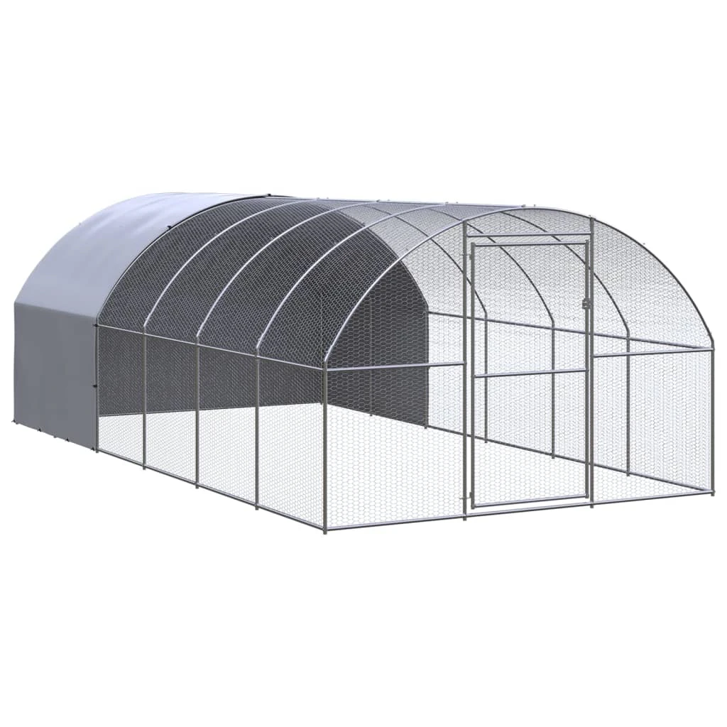 vidaXL Outdoor Chicken Coop 3x6x2 m Galvanised Steel