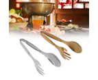 2Pcs Spoon Fork Tongs Small Serving Tongs Stainless Steel Food Clip Salad Tongs For Pastry Buffet Kitchen Accessories ,Gold + Sliver