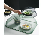 Food Cover Dense Mesh Design 180 Degree Rotatable Simple Iron Food Screen With Handle For Home Dining Room Green Rectangle Large