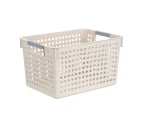 Plastic Storage Baskets - Small Pantry Organizer Basket Bins - Household Organizers With Cutout Handles