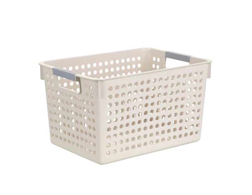 Plastic Storage Baskets - Small Pantry Organizer Basket Bins - Household Organizers With Cutout Handles