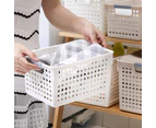 Plastic Storage Baskets - Small Pantry Organizer Basket Bins - Household Organizers With Cutout Handles