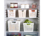 Plastic Storage Baskets - Small Pantry Organizer Basket Bins - Household Organizers With Cutout Handles