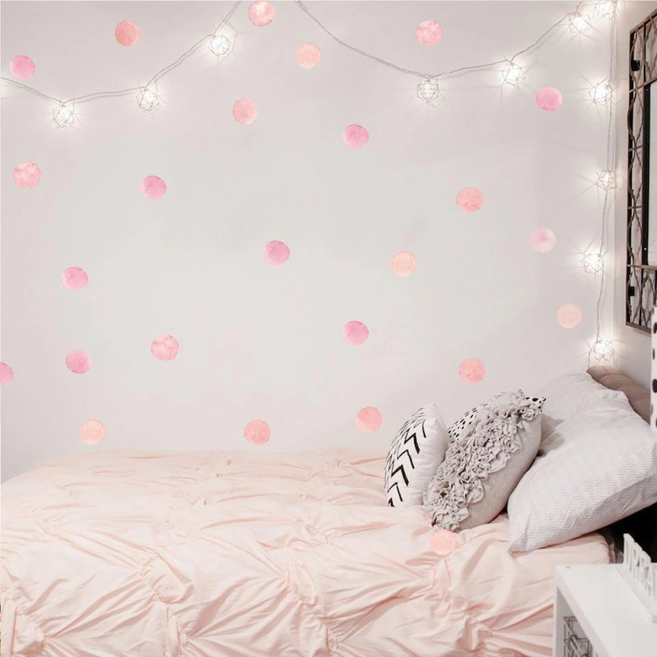 Pink Watercolour Rainbow And Dots Wall Stickers - PA119