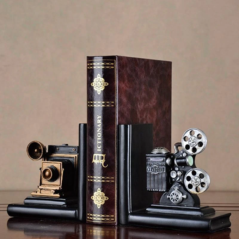 Retro Style Camera and Film Projector Bookend