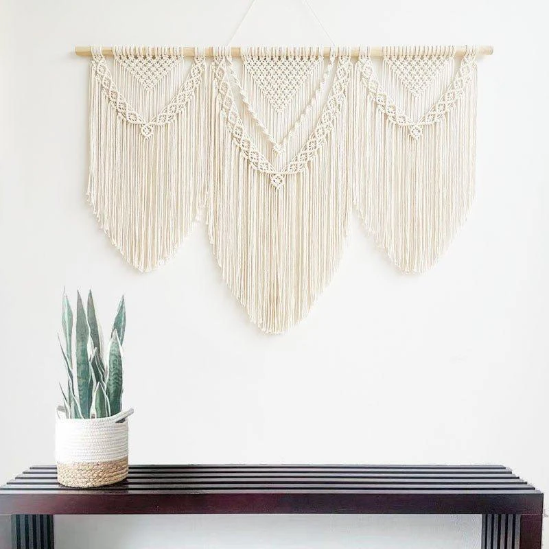 Lovingly Handmade Extra Large Wooden Macrame Wall Hanging - A