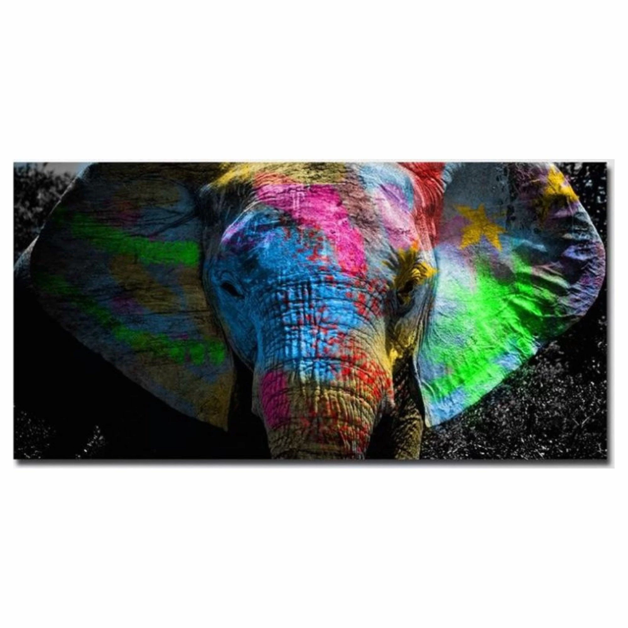 Majestic Elephant Wall Art On Canvas Print (70x140cm) - 70x140cm, Black Floating Frame