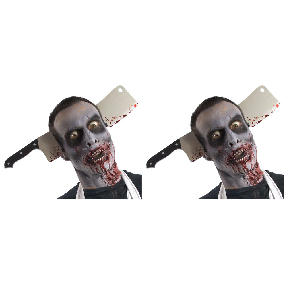 2x Rubies Zombie Cleaver Knife Through Head/Headpiece Accessory One Size