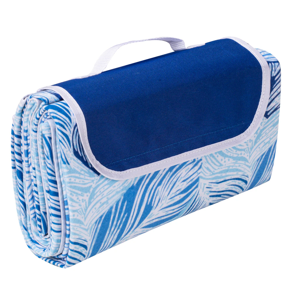 Porta Oceana Coastal Palm Picnic 150cm Blanket Beach Outdoor Mat w/Carry Handle