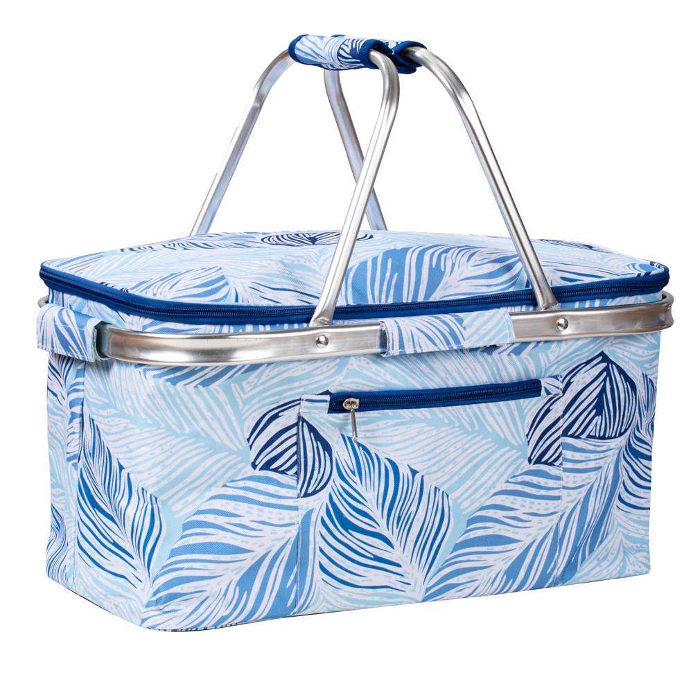 Porta Oceana Coastal Palm Picnic 46cm Basket Camping Outdoor Insulated Storage