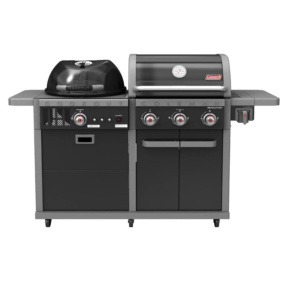 Coleman Revolution Dual Fuel Gas & Charcoal BBQ Barbeque Cooker Black Gloss