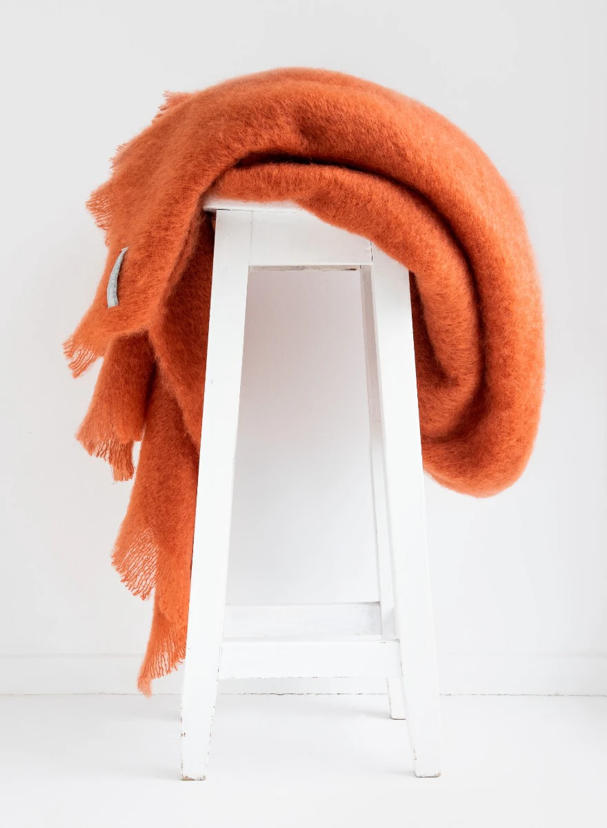 Masterweave Windermere Mohair Knee Wrap Throw Blanket-Terracotta