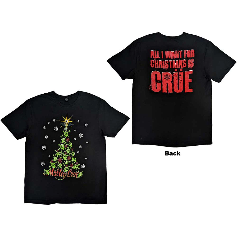 Motley Crue | Official Band T-Shirt | Xmas Crue (Back Print)