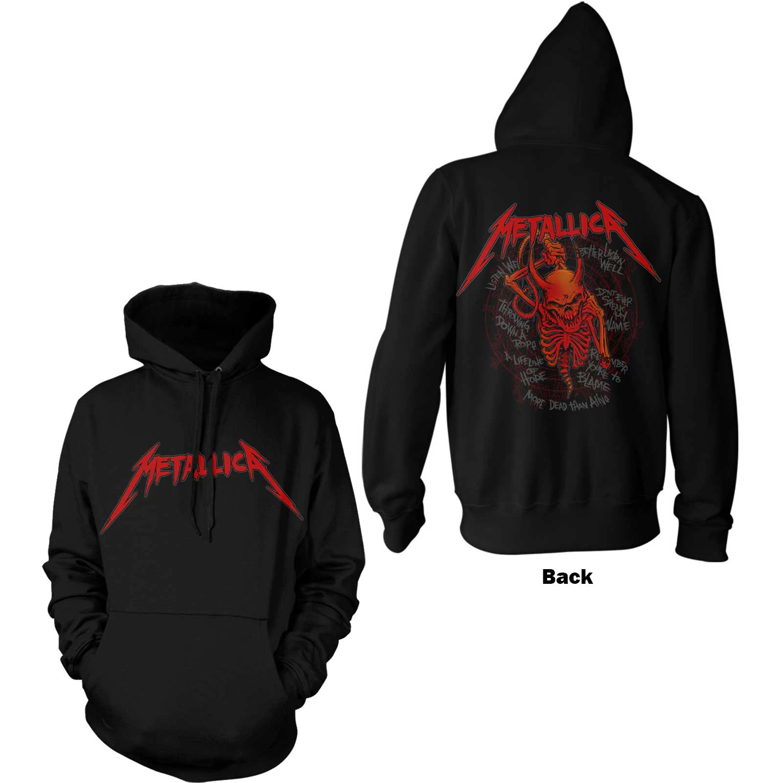 Metallica | Official Band Hoodie | Skull Screaming Red (Back Print)