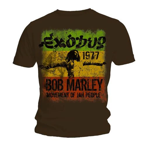 Bob Marley Exodus 1977 Official Mens  Brown T Shirt - Brown