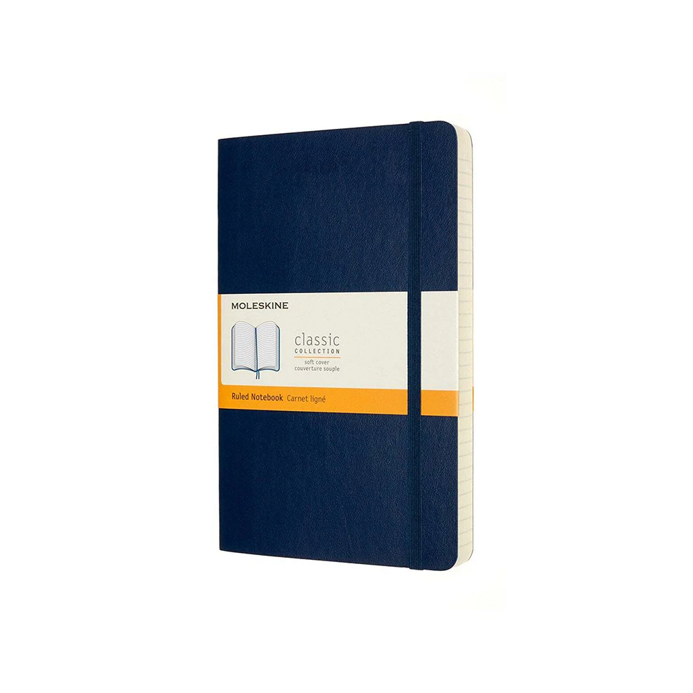 Moleskine Classic Soft Cover Writing Notebook Expanded Ruled Sapphire Blue Large