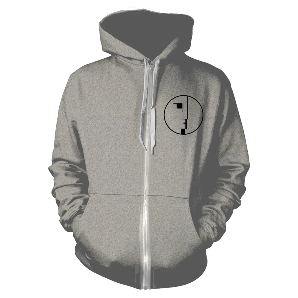 Bauhaus Unisex Zipped Hoodie: Logo (Grey)(back print)