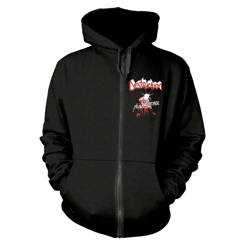 Destruction Unisex Zipped Hoodie: Mad Butcher (back print)