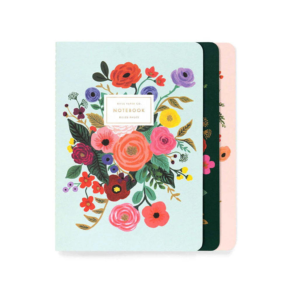 3PK Rifle Paper Co Stitched Ruled Notebook Stationery Set Large Garden Party