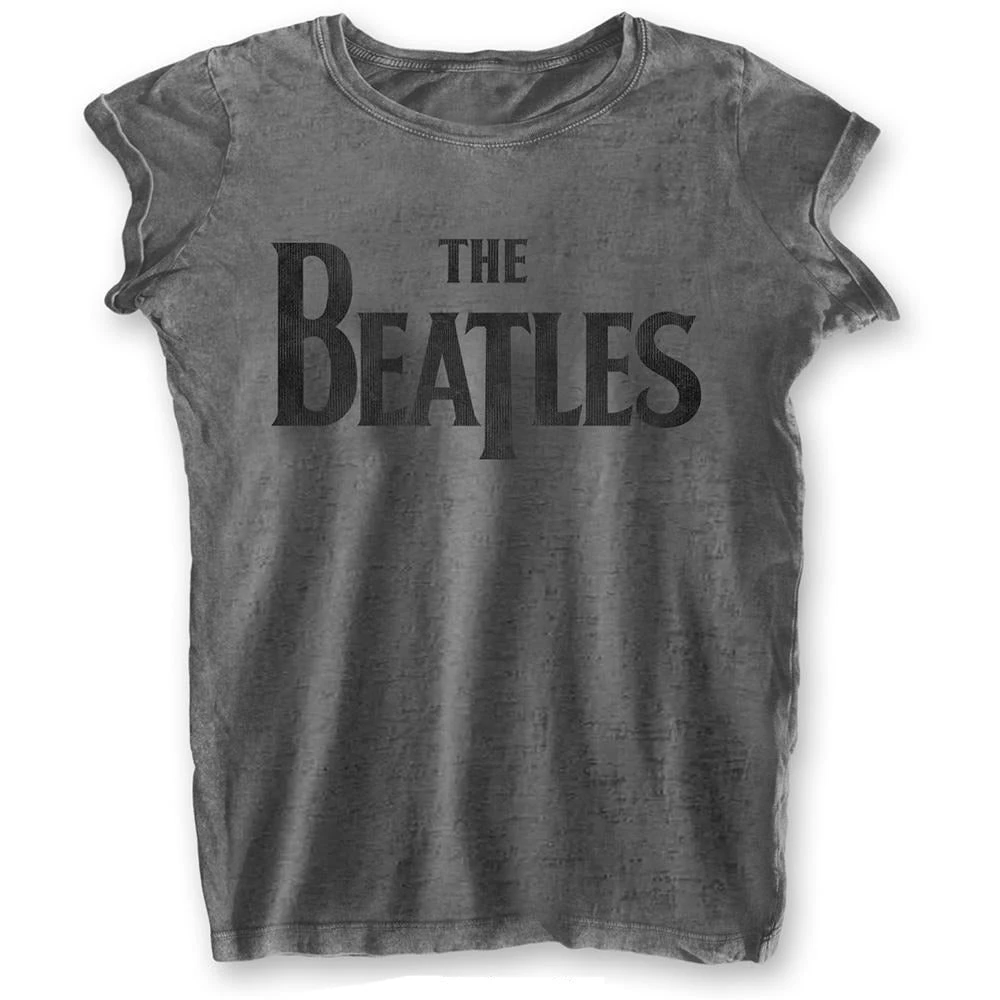 The Beatles Ladies T-Shirt: Drop T Logo (Burn Out)