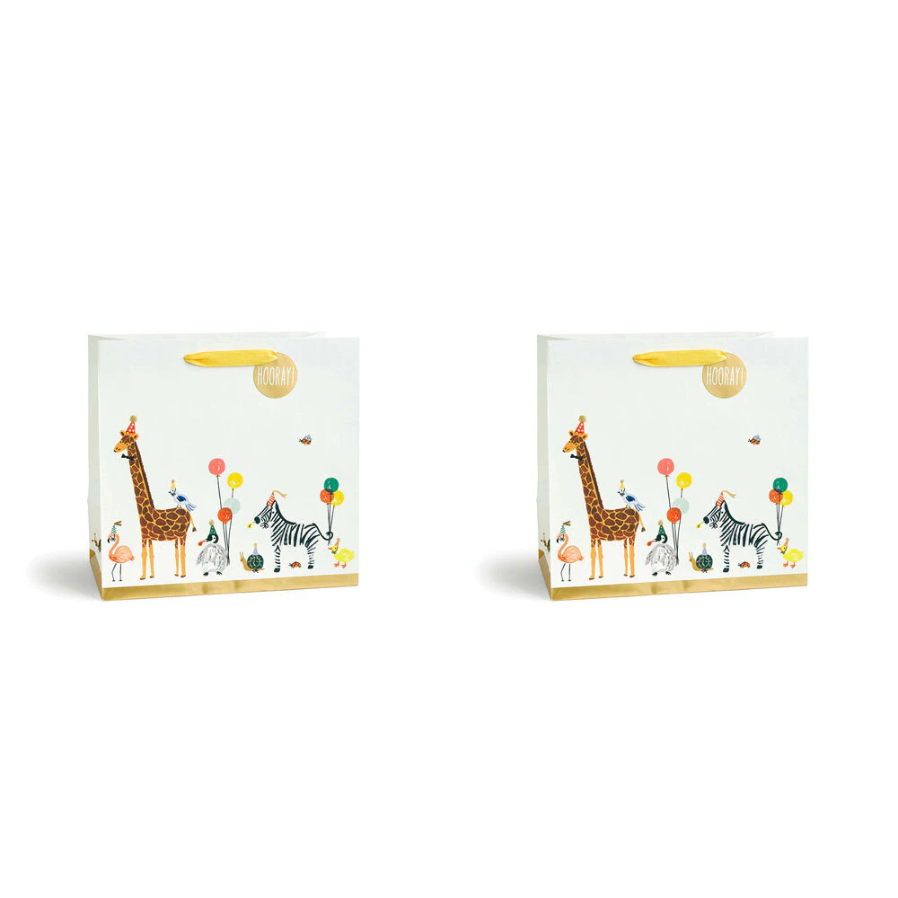 2x Rifle Paper Co Birthday Gift Bag w/Ribbon 33x32cm Large Party Animals