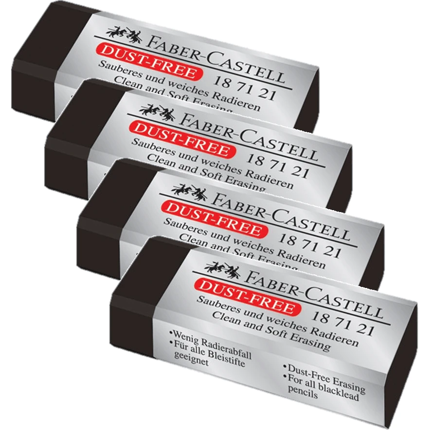 Faber Castell Dust Free Erasers Rubber Black Pack 4