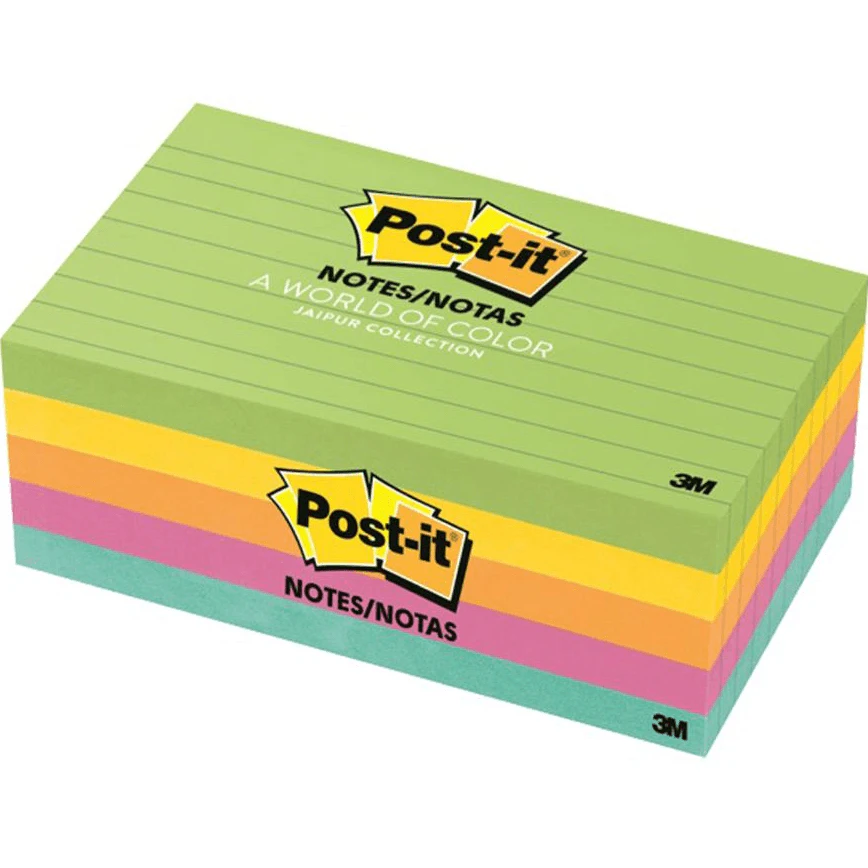 Post It Sticky Notes Ruled Lines 76x127mm Jaipur Collection Pack 5 Pads