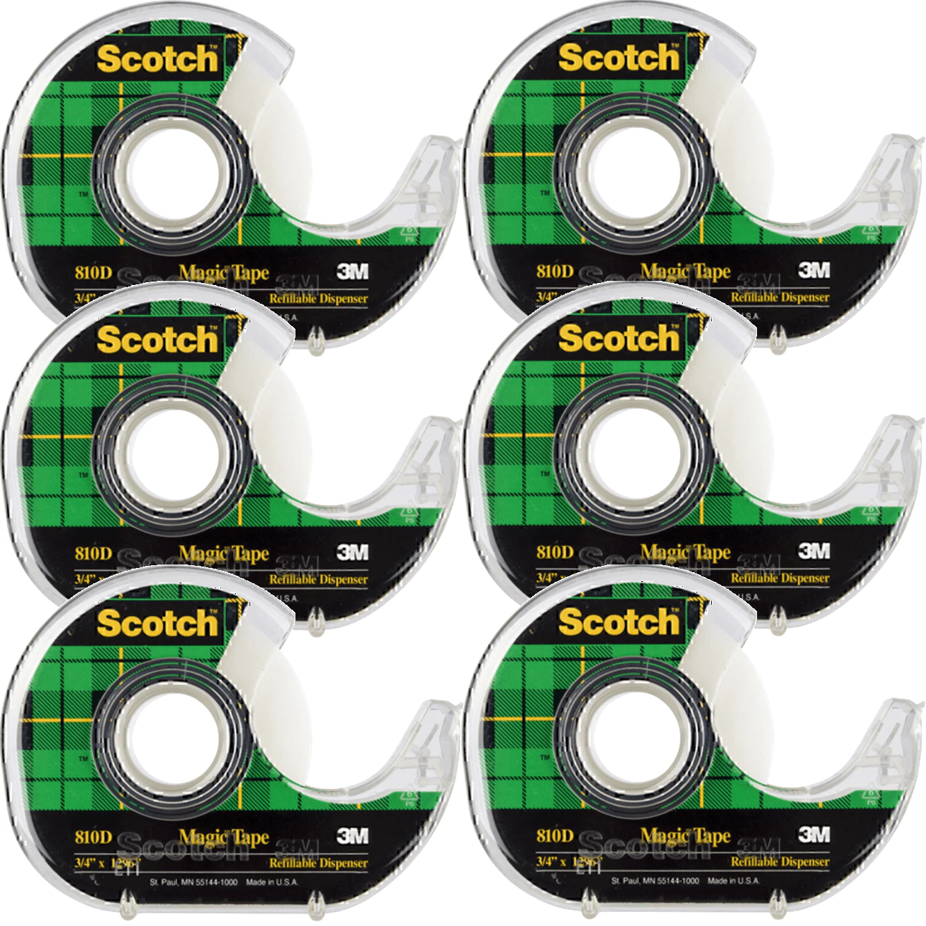 Scotch 810 Magic Invisible Sticky Tape In Dispenser 19mmx33m 6 Pack