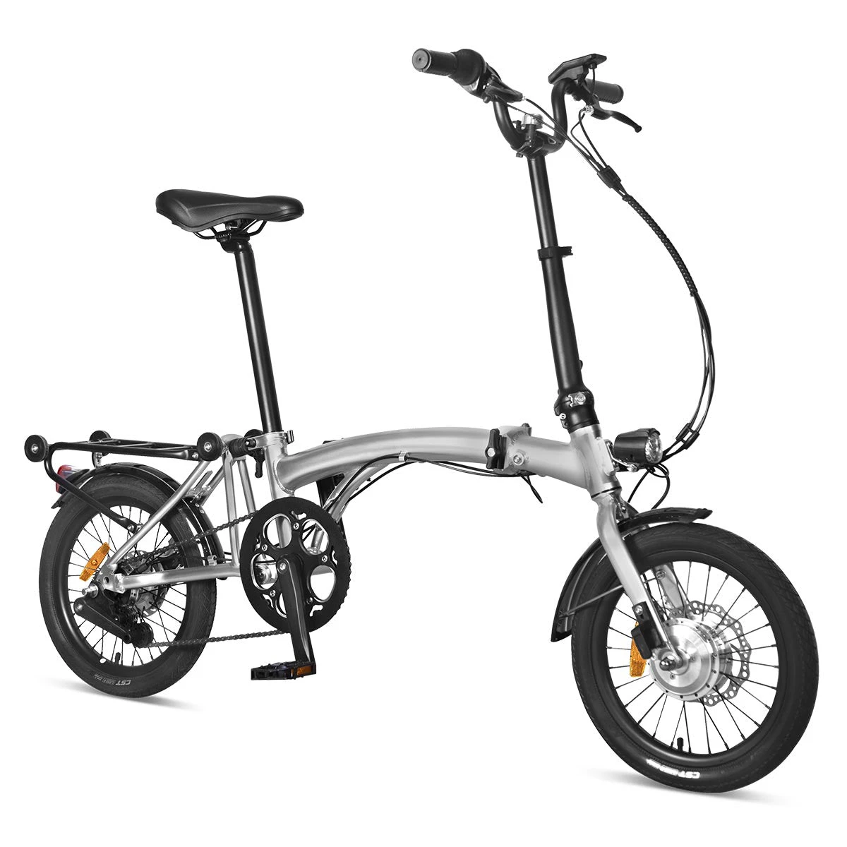 Progear Power Shuttle Compact Alloy Folding Cruiser E-Bike 7 Speed 16" - Silver