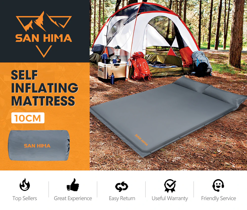 San Hima Self Inflating Mattress 10cm Camping Sleeping Mat Outdoor Air Bed Double