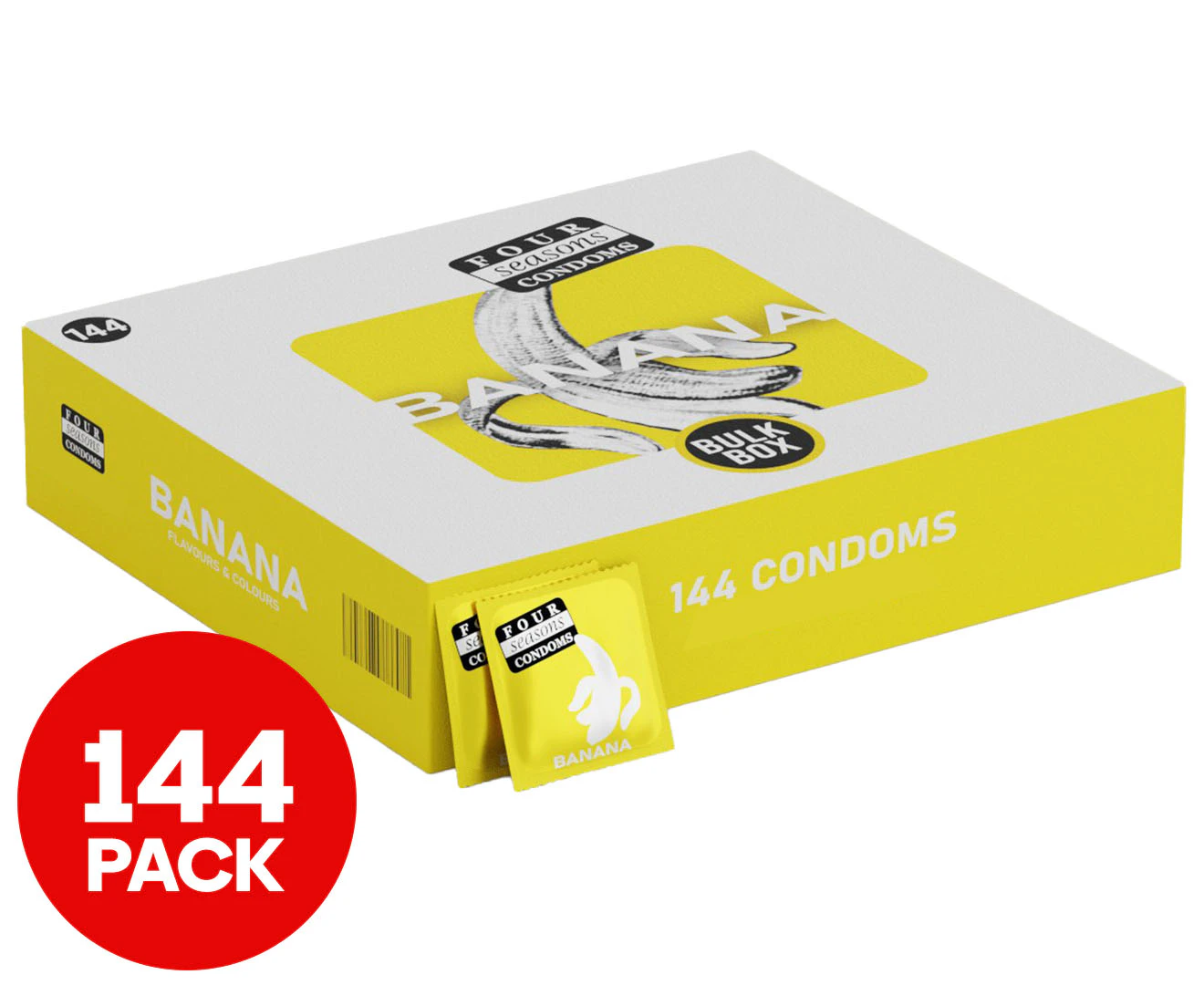 144pk Four Seasons Naked Regular Banana Flavoured Condoms