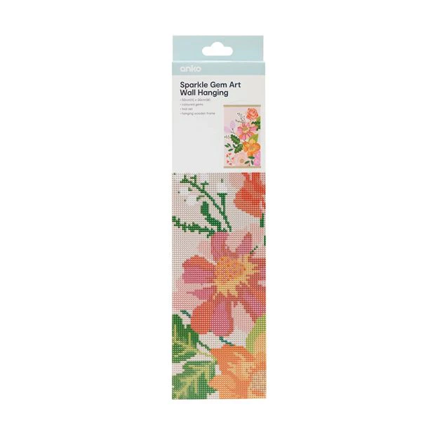 Sparkle Gem Art Wall Hanging Kit, Floral - Anko