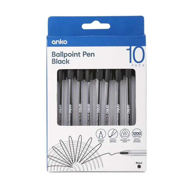 Ballpoint Pens, 10 Pack Black - Anko