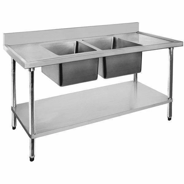 Sink with Double Drainer Double Bowl Stainless Steel 2400x700x900mm