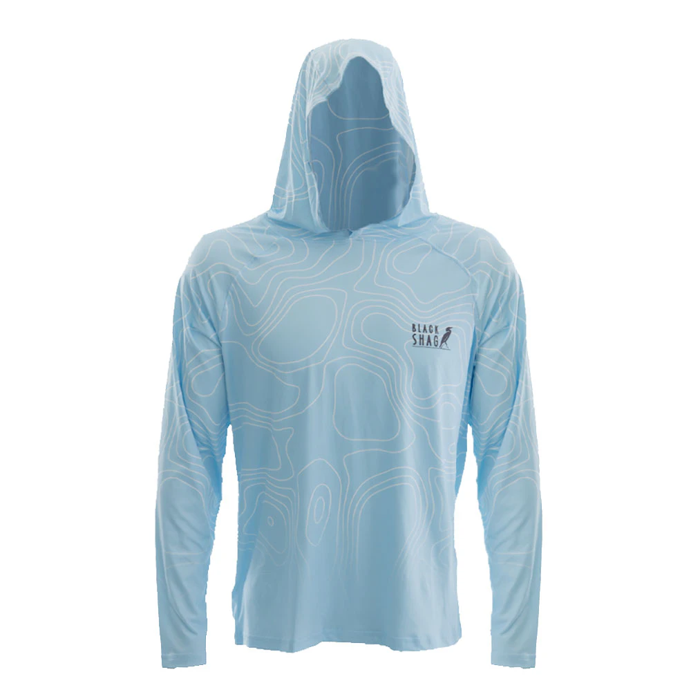 Black Shag UPF50+ Fishing Hoodie Ocean Blue L